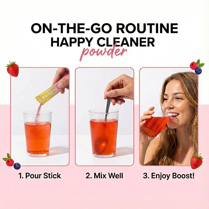 Feduma Happy Cleaner Drink Mix  -  Berberine, Chromium, 5-HTP, Yerba Mate & Magnesium , Strawberry Acai Flavor,30 Servings