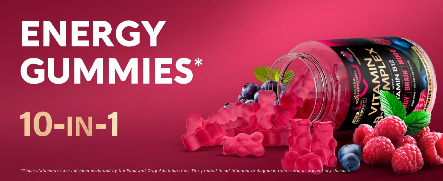 Vitamin B-Complex Gummies   with Vitamin C & Choline for Energy, Brain & Mood