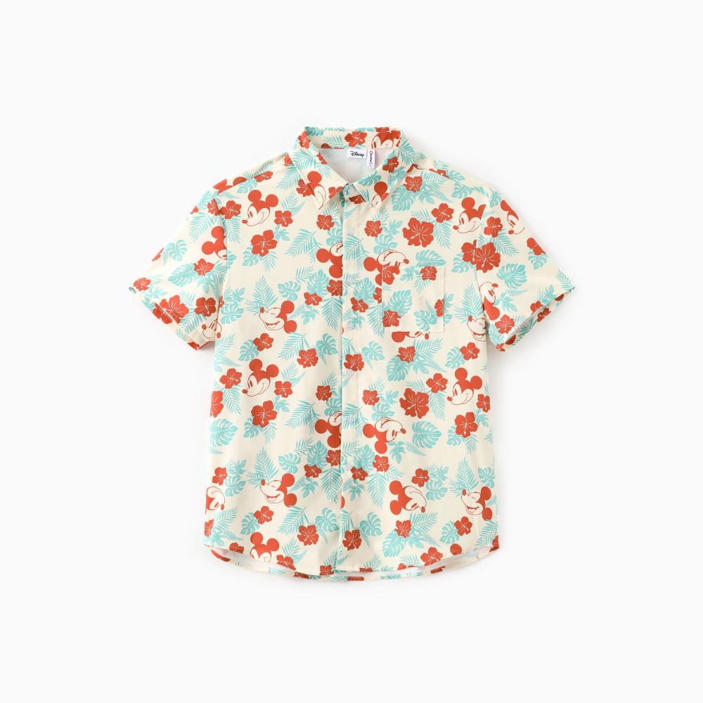 Disney Mickey Mouse Tropical Floral Family Matching Outfits Hawaiian Shirts & Dresses for Mom Dad Kids Baby Naia Soft Fabric Beach Vacation Clothes Spring Glow Up - Womenswear, Apparel
