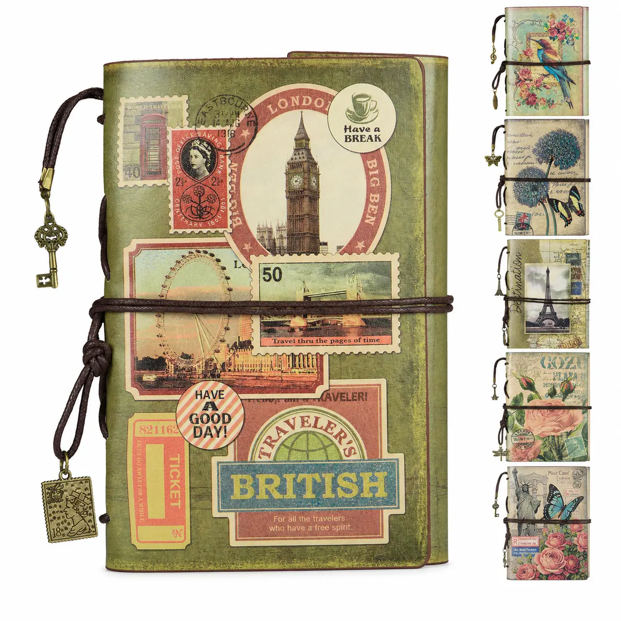 OMEYA Vintage A6 Leather Journal Notebook, Refillable Loose Leaf Notebook with 180 Blank Pages, Zipper Pocket & Card Holder, Travel Diary Planner for Women Men,back to school,back to school haul