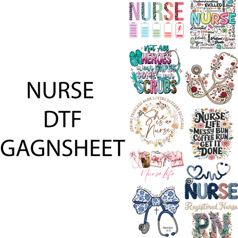 Nurse DTF Gangsheet for Shirtmaking - High-Quality DTF Transfer Sheets for Custom Nurse Designs