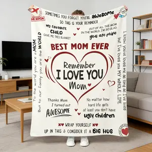 2026 Mother's Day Gift for Mom - Best Mom Ever Soft Flannel Blanket, Cozy Plush Hug Throw, Sentimental I Love You Keepsake, Warm Bedroom Blanket for Mom from Kids Daughter & Son,summervibes