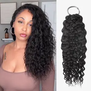 QVR Water Wave Crochet Hair Natural Black Machine Made Feather Crochet Human Hair Extension Miracle Knots Boho Braids