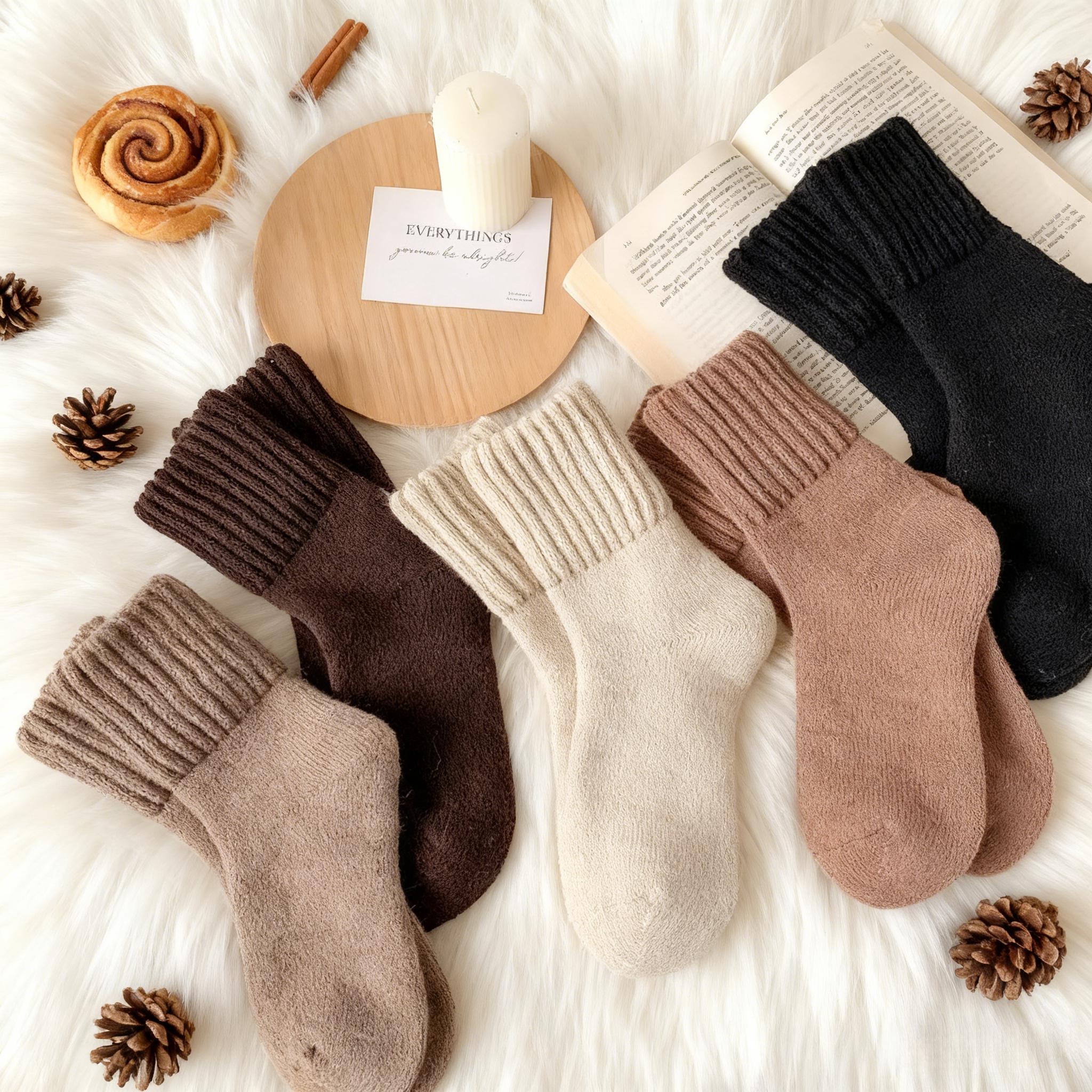 5/10/15/20 Pairs Women's Solid Mid-calf Socks, Casual Soft Comfy Minimalist Warm Socks for Fall & Winter Women's Socks for Daily Wear