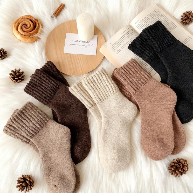 5/10/15/20 Pairs Women's Solid Mid-calf Socks, Casual Soft Comfy Minimalist Warm Socks for Fall & Winter Women's Socks for Daily Wear