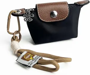Women’s Mini Coin Purse Keychain – Vintage Nylon Zip Wallet – Compact, Stylish Change Purse for Cards, Cash, and Coins