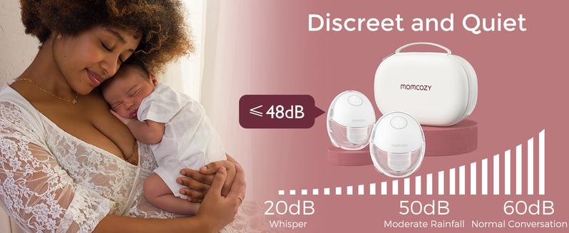 Momcozy Black Friday Breast Pump Hands Free Mobile Style | M6, Wearable Breastfeeding Pump Ideal Rhythm for More Milk, DoubleFit Flange More Fit & Discreet with 3 Modes & 9 Levels, 24mm - 2 Pack Quill Gray