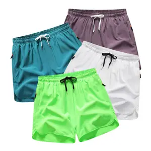 Men's Lightweight Quick-Dry Casual Sports Fitness Shorts Breathable summer fit Solid Color Zipper flap pocket cargo short