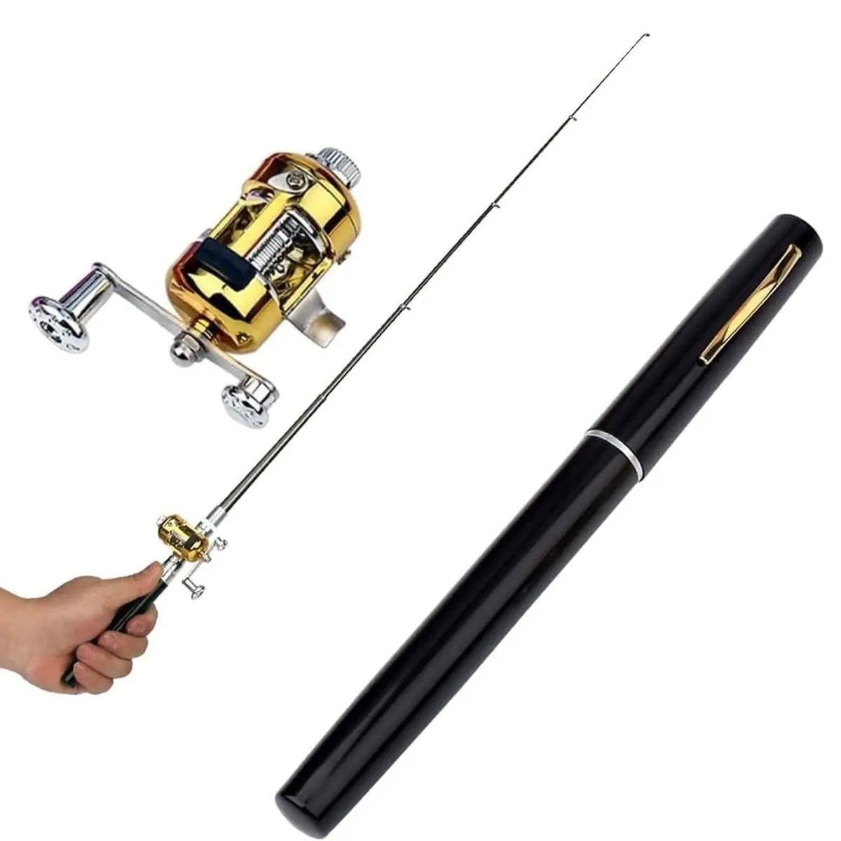 Pocket Size Fishing Rod - Pen Fishing Pole and Reel Combo, Portable Telescopic Small Fishing Pole Mini Fishing Rod, Micro Collapsible Fishing Rod and Reel Combo Travel Fishing Kits