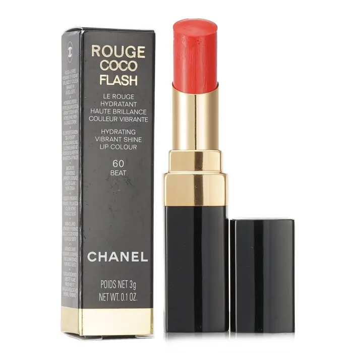 Chanel Rouge Coco Flash Hydrating Vibrant Shine Lipstick - Makeup Cosmetic, #60 Beat, 3g/0.1oz, Moisturizing Glossy Formula, Hydrate