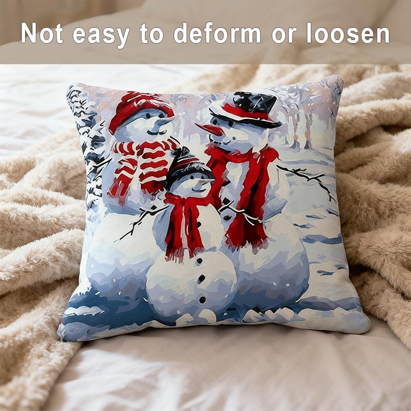 【FaddishDeal】4PCS Snowman and Santa Claus Pattern Cushion Cover, Sofa Decorative Pillowcase. Home and Car Decor Pillowcase. excellent gifts for Christmas and new year，Must-buy on Black Friday