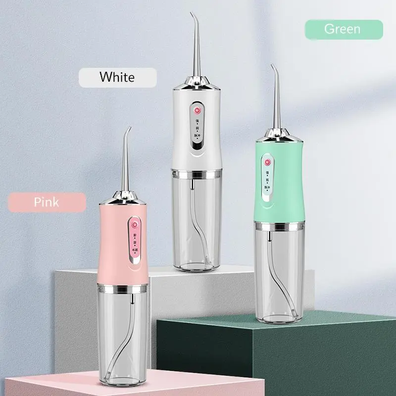 Cordless Travel-Size Oral Irrigator (Water Flosser for Braces) with Nozzles, Adjustable Cleansing Settings, Daily Oral Care Tool for Cavity Prevention