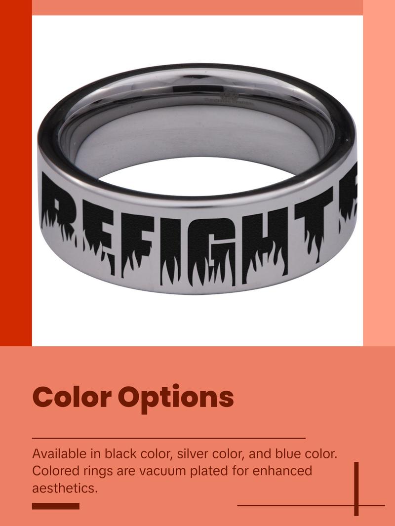Firefighter Axe American Flag Tungsten Carbide Ring
