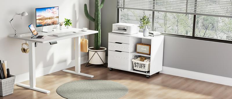 Electric Adjustable Height Standing Desk - 2 Joined Tabletops Ergonomic Sit Stand Workstation for Gaming & Office