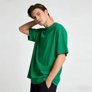 Solid Kelly Green Oversized 100% Cotton Plain T-Shirt – Heavyweight Loose-Fit Essential Tee for DIY, Streetwear & Everyday Casual Outfits