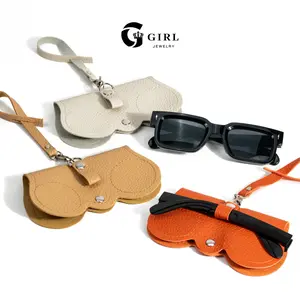 GGIRL 2Pack Soft Sunglasses Protective Case for Women, Holder Eyeglasses Case, Plain Artificial Leather Design Textured Glasses Bag，Portable Glasses Pouch Creative and Fashionable Portable Glasses Case , Girlfriend Gifts