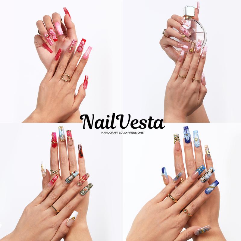 NailVesta DreamWear Collection – 100% Handcrafted 3D Press-On Nails | Reusable, Long-Lasting, Salon-Quality