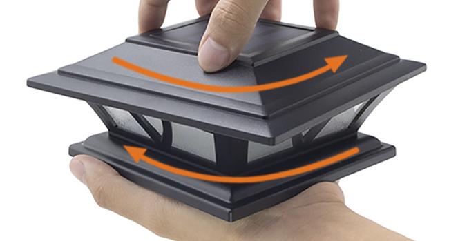 Siedinlar Solar Post Cap Lights, 2Modes Warm & Cool White (3000K/6000K), Outdoor Fence Deck Railing Lights for 4x4 5x5 6x6 Wood/Vinyl Posts, Waterproof Solar Powered Patio, Yard & Garden Decor, Black/White (2 Pack)