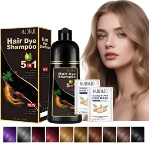 Light Brown Hair Dye Shampoo 5 in 1 Long-Lasting Herbal Hair Color Kit, Instant Easy Fast Coloring Hair Dye Shampoo with Color-Enhancing Conditioner, Gentle On Skin Natural Safe Formula, Includes Extra 2 Packs 12ml Hair Treatment Mask Free