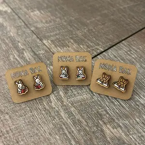 Bookish Bunny Stud Earrings – Reader Rabbit Wooden Earrings