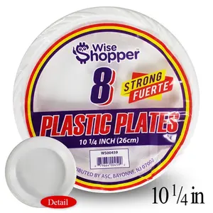 Wise Shopper Plastic Plates 8 Strong Fuerte 10 1/4 Inch 26cm WS00459 Detail
