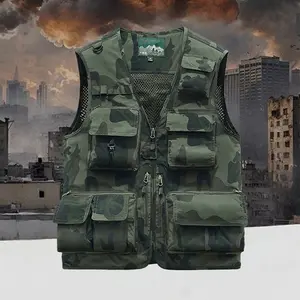 Men's Tactical Camouflage Short Vest - Multi-Pocket Design, Breathable Mesh Lining, Waterproof Fabric, Essential for Hunting and Outdoor Activities