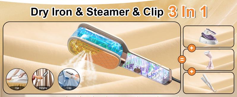 Graphene Ceramic Coated Travel Steamer for Clothes Stocking Stuffers for Women Mom Grandmother 3 in 1 Portable Handheld Iron 15s Fast Heat 180° Flip 1000W Mini Steam Iron Christmas Gifts for Women Mather