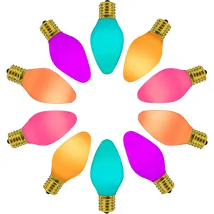Novelty Lights Groovy Multicolor C7 LED RetroGlo Christmas Replacement Bulbs 25 Pack