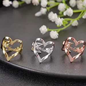 Heart Rings with Name in Multiple Fonts