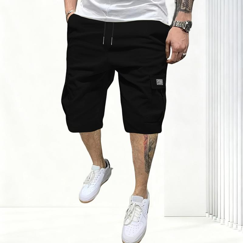 Men's Casual Cargo Shorts Classic Stretch Waistband Drawstring Outdoor Work Shorts with Multiple Pockets