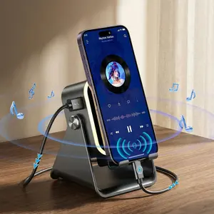 Wireless 5 in 1 Speaker Stand Power Bank Adjustable Phone Tablet Holder Colorful Ambient Light Holiday Gift for Men Women