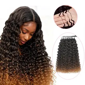 New 2026 ElNbeauty Jerry Curly Feather Crochet HumanHair Bundles, Lightweight Pre-Separated Super InvisiblyKnot and Durable Reusable T30 Color 100% Human Hair16-24inches Optional