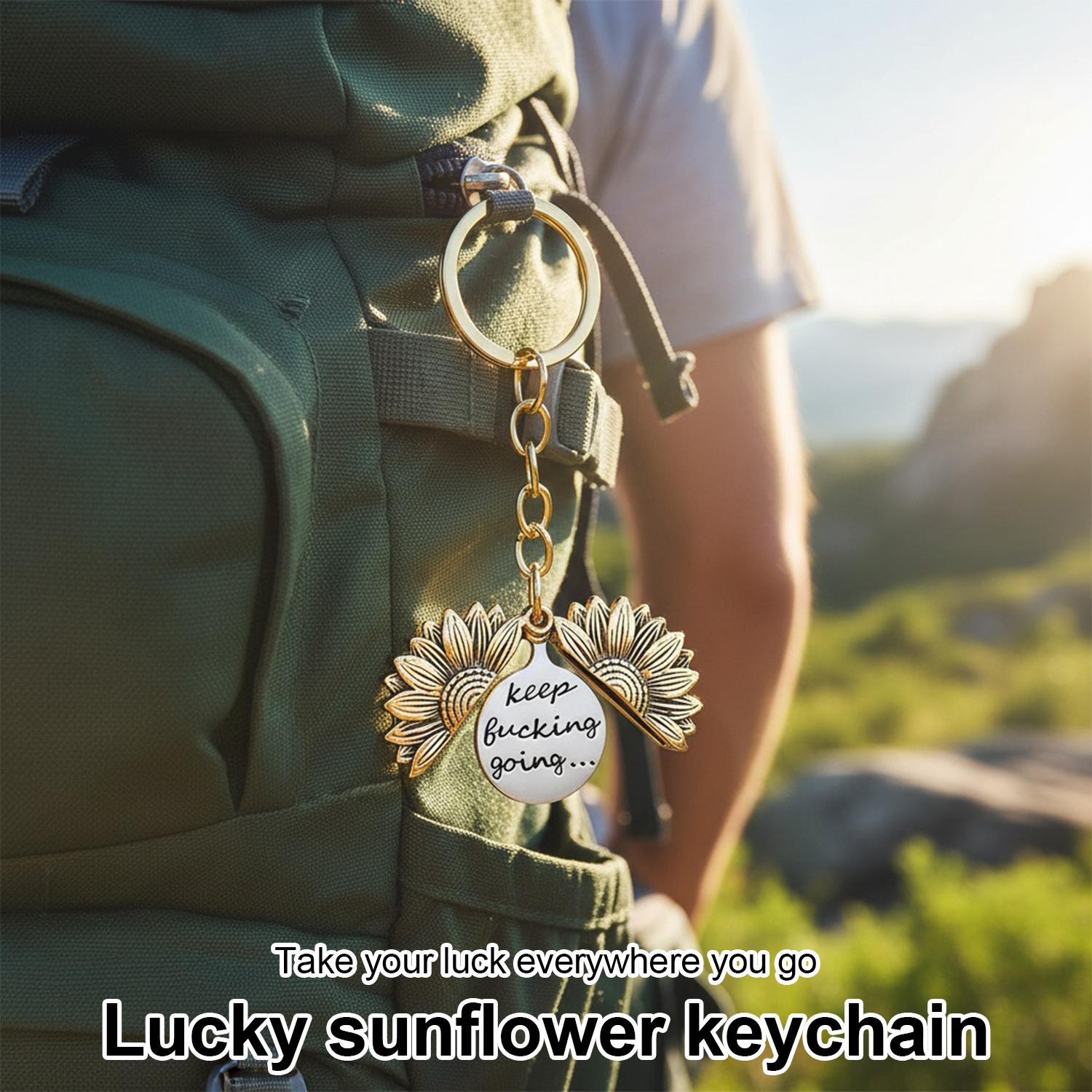 Keep Going Sunflower Keychain for Women Men Encouragement Motivational Gift for Boys Girls Birthday Christmas Gifts