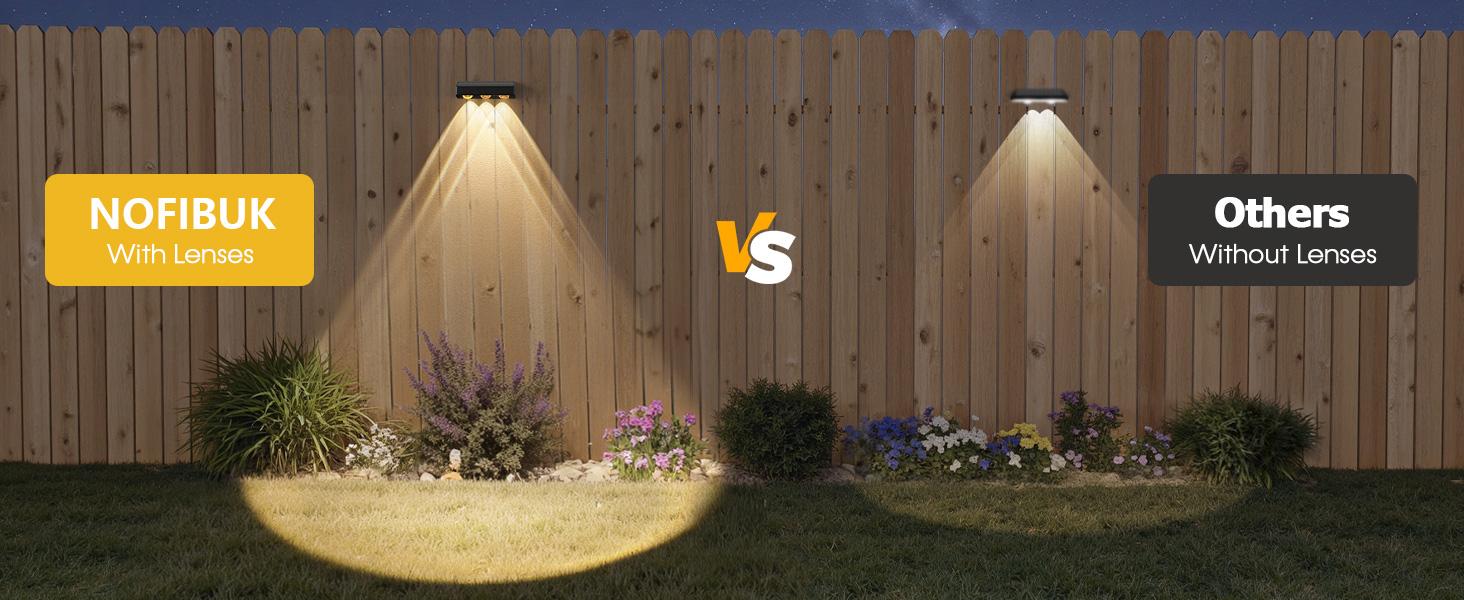 Nupostai LED Solar Lights Outdoor Waterproof 8 Fixed Colors & RGB Changing 3-Heads Concave Lens IP65 for Fence Step Wall Backyard Deck Patio Railing Pool Porch Garden Pathway Decorative