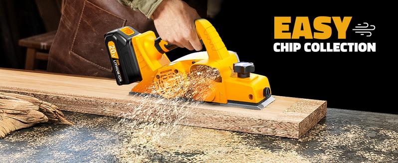 Cordless 3-1/4" Electric Wood Planer with 1x2.0Ah Battery, 15000RPM Power Planer for Woodworking Carpentry DIY Blades and Edge Guide