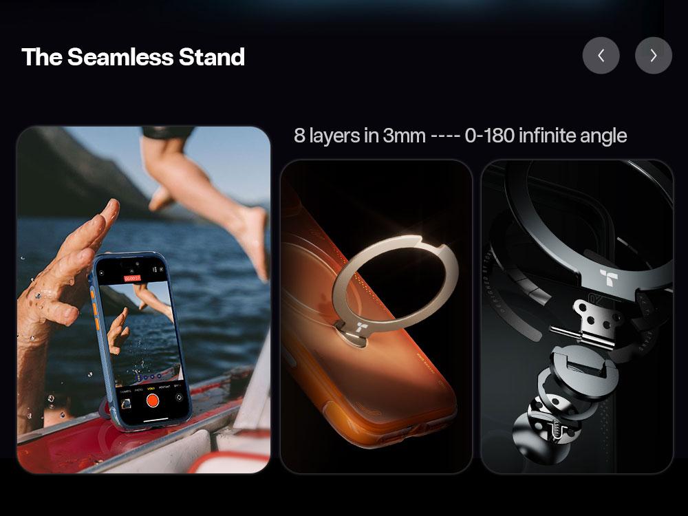 TORRAS Q3Air for iPhone 17/16/15 Pro Max Case with 360° Ring Stand & Airbag Protection 4-Meter Anti-Fall Shockproof Cover