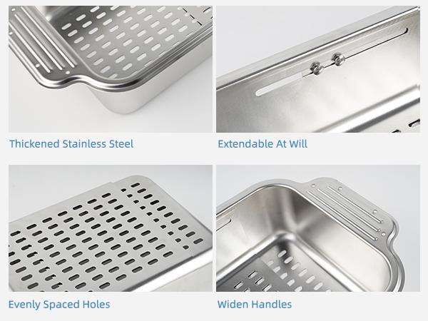 Hibbent Over the Sink Colander Strainer Basket - ALL METAL Extendable Drain Colander for Wash Vegetables and Fruits Dry Dishes, 6 Quart Large Size, New Home Kitchen Essentials Hibbent Over the Sink Colander Strainer Basket - ALL METAL Extendable Drain Colander for Wash Vegetables and Fruits Dry Dishes, 6 Quart Large Size, New Home Kitchen Essentials