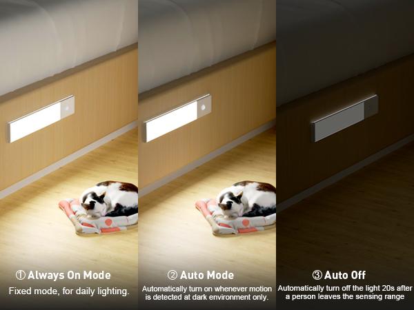 Diomart Aluminum Rechargeable Battery Operated Motion Sensor Lights Indoor Under Cabinet Lighting TYPE C Charging with Cable Wireless Smart Lights for Kitchen Bedroom Stairs White Warm