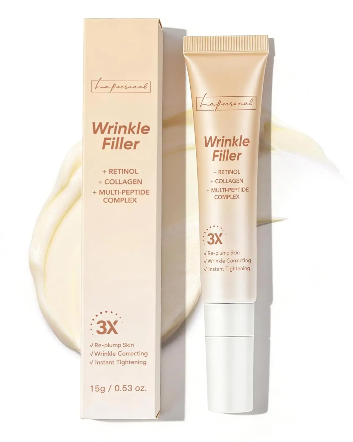 Wrinkle Filler for Deep Wrinkles & Fine Lines, Instant Eye Face Lift Cream, Rapid Under Eye Bags Smile Lines Puffiness with Collagen & Multi-Peptide Complex 0.53 Oz