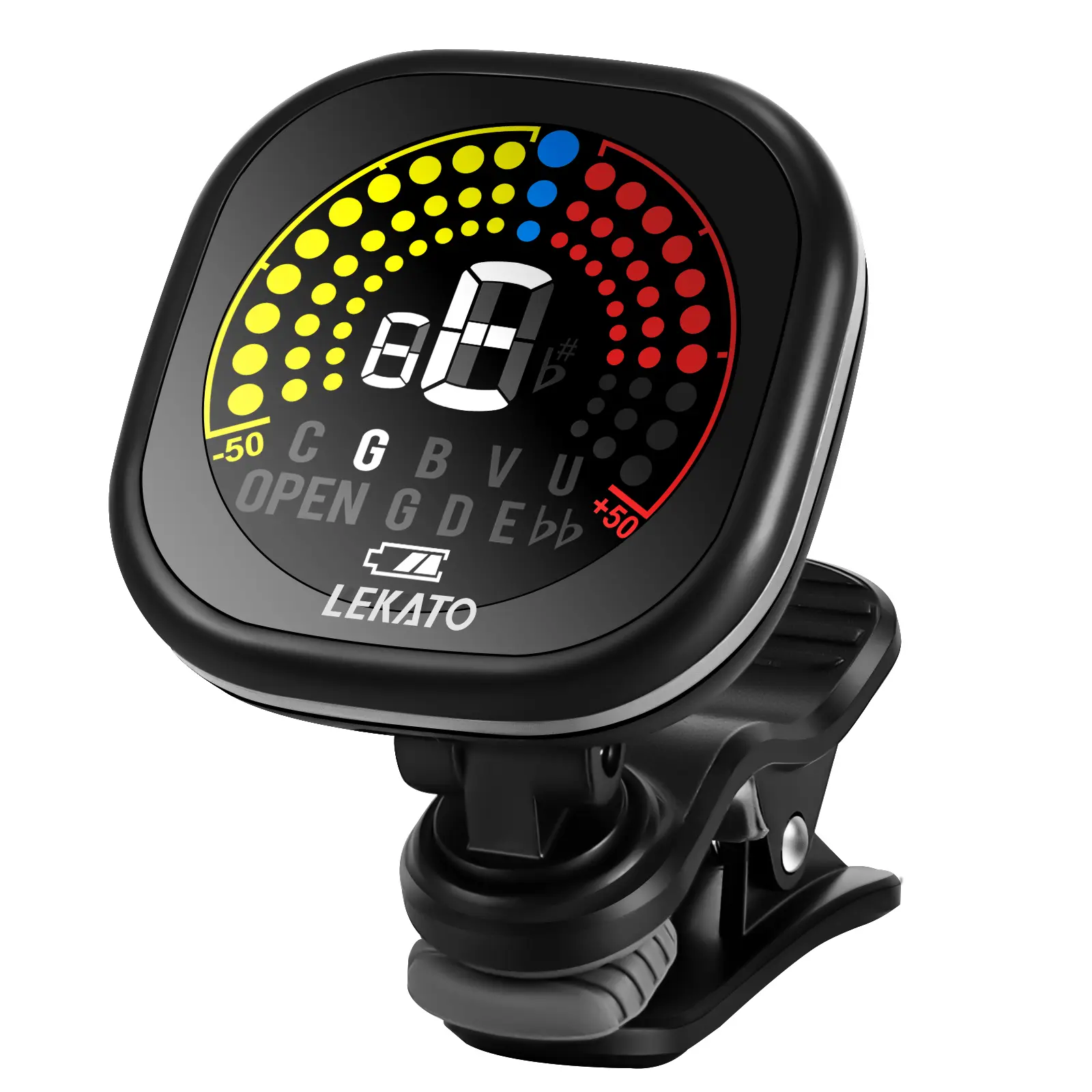 LEKATO Guitar Tuner Rechargeable, Tuner Clip On for Guitar, Bass, Ukulele,Violin & Chromatic Tuning Modes, Fast Accuratie Tuning, Super Bright Display to Read, for Professional/Beginners