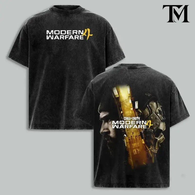 Vintage Call Of Duty Modern Warfare 4 Washed Graphic Tee, Oversized Tactical Military Gamer Streetwear Shirt, MW4 FPS Gaming T-Shirt, Special Forces Combat Gift Tee For Men, Retro Warzone Aesthetic Apparel