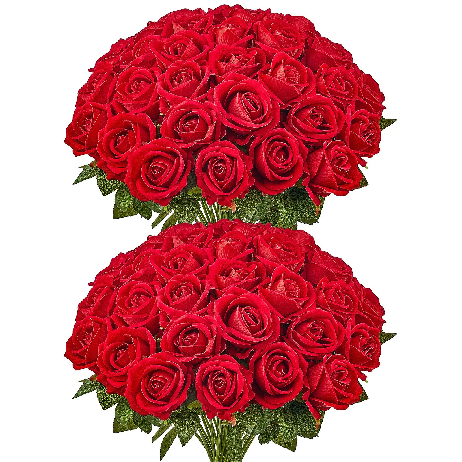 60-Pcs Realistic Red Foam Artificial Roses - Lifelike Look Decorative Fake Flowers with Stems (2.2 Lbs / 1 Kg, 2.76" / 70 Mm) for DIY Wedding Bouquets, Party Decor