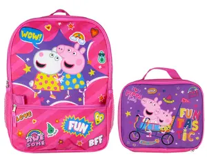 Peppa Pig School Travel Backpack Set For Girls With Detachable Insulated Lunch Box 16"