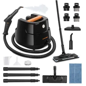 KUIKIBO Multifunctional Steam Cleaner & Mop High Temperature 140°C 6bar Pressure 1000ml Tank 3 Steam Levels Comfortable Handle for Car Detailing & Household Cleaning Kitchen Bathroom Carpets Tile Grout Deep Stain Removal Disinfection