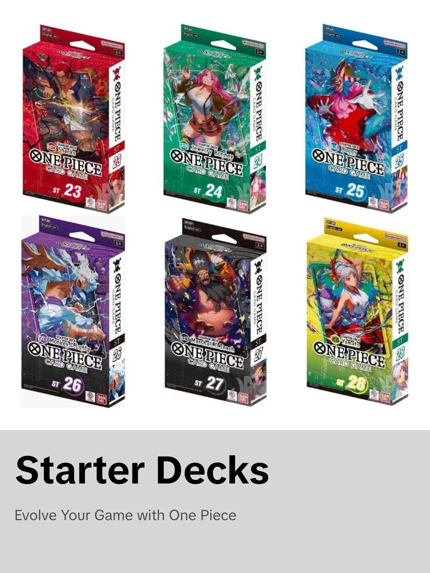 One Piece STARTER DECK ST23, ST24, ST25, ST26, ST27, ST28 CARDS LIVE OPENING
