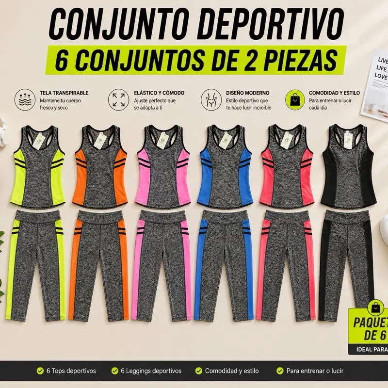 Women’s Basic Backless Workout Sportswear Set (Top & Capri Leggings) - Lady’s Comfortable Activewear, 6 or 12 Pack Options, S/M & L/XL Sizes