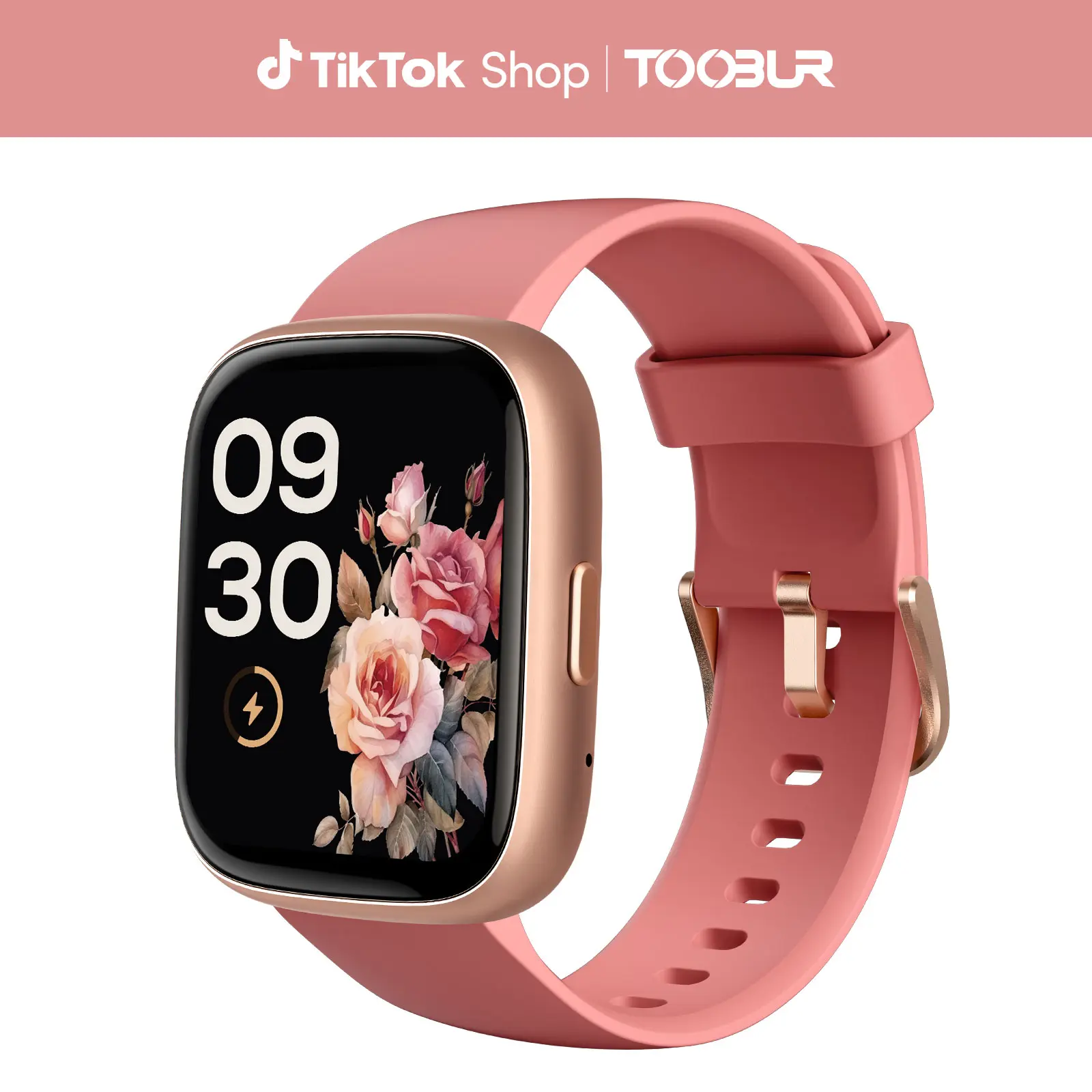 TOOBUR Smart Watch - Compatible with iOS/Android, Bluetooth Call Answer & Make, Smart Voice Assistant, IP68 Waterproof, Step & Calorie Tracker, 100 Sports Modes, Sleep Monitoring Wearable for Men & Women (Red)