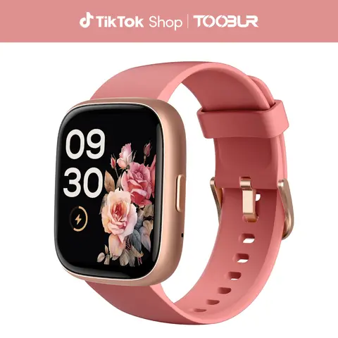 TOOBUR Trendy Multifunctional Smartwatch - Sporty LCD Screen, Bluetooth Phone Call, Voice-Integrated, IP68 Rated Waterproof, 100 Sports Modes, Step/Calorie Tracker, Sleep Monitor, Music Player, iOS/Android Compatible (Red, Batteries Included) Wristwear