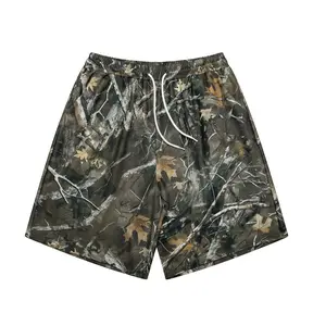 Men’s regular-fit tree print shorts; men’s shorts; casual summer outdoor comfortable breathable shorts; men’s bottoms for everyday wear; men’s shorts; menswear; camo shorts; casual athleisure shorts