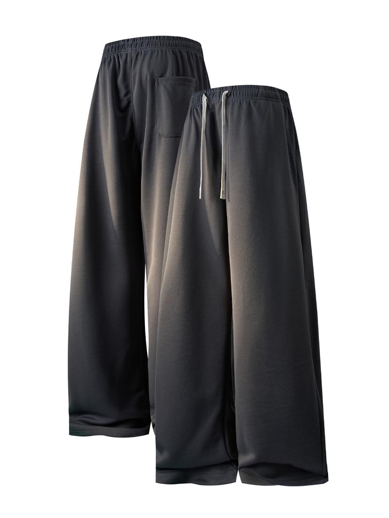 CCCMAI Men's Solid Thermal Lined Drawstring Waist Pants, Casual Comfy Regular Fit Straight Leg Trousers for Fall Winter, Men's Bottoms for Daily Wear Menswear Plain Loose